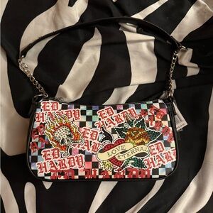 Ed Hardy Checkered Love Eternal Shoulder Bag